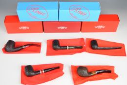 Five Savinelli smoking pipes including St Nicholas, Sera, Mezzanotte etc, all boxed with soft