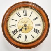 19th /20thC fusee dial wall clock with picture of a windmill to the face and Roman numeral dial,