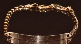 A 9ct gold identity bracelet, 6.1g, 18.5cm