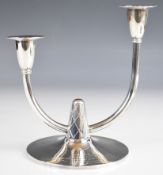 Albert Edward Jones Elizabeth II hallmarked silver candelabra, Birmingham 1984, height 17.5cm,