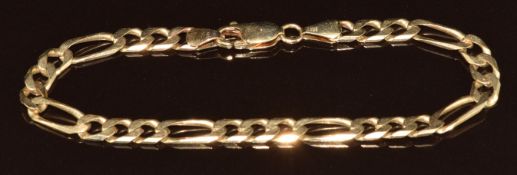 A 9ct gold curb link bracelet, 8g, 20cm