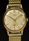 Avia 9ct gold gentleman's wristwatch with subsidiary seconds dial, gold hands and hour markers,