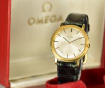 Omega gentleman's wristwatch ref. 111.022 with black hands and hour markers, silver dial and