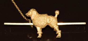 A 9ct gold brooch in the form of a poodle, 12g, 5.5cm