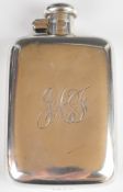 George VI hallmarked silver hip flask with hinged bayonet cap, Birmingham 1942, maker J B Chatterley