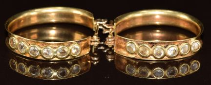 A pair of 18ct gold Italian earrings set with cubic zirconia, 5g