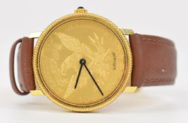 Wittnauer gentleman's wristwatch with dial in the form of a United States of America ten dollar gold