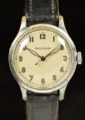 Jaeger LeCoultre gentleman's military style wristwatch with luminous hands, Arabic numerals,