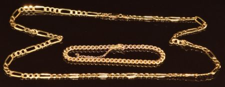 A 9ct gold curb link bracelet and a 9ct gold curb link necklace, 8.8g, 15.5cm & 48cm