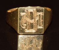 An 18k gold signet ring, 2.4g, size F