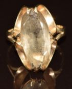 A 9ct gold ring set with smoky quartz, 4.3g, size N