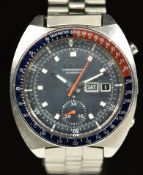Seiko 'Pogue' gentleman's automatic chronograph wristwatch ref. 6139-6002 with blue dial, blue and