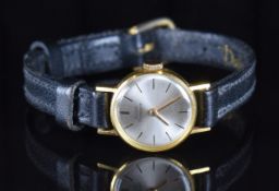 Girard Perregaux 18ct gold ladies wristwatch with gold hands and hour markers, silver dial and