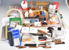 Large quantity of pipe / tobacco smoking related accessories including glass Peterson and other pipe