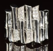 Gucci 18k white gold Bamboo ring set with diamonds, in Gucci box, 24.6g, size H