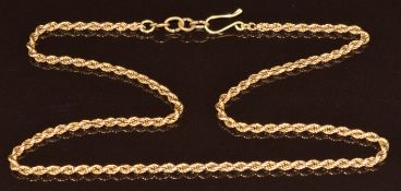 A 9ct gold rope twist necklace, 8g, 39cm