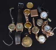 A collection of various gold watches and watch cases comprising Rolex and Rotherhams of Coventry for