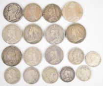 Approximately 370g of Victorian silver coinage to include 1847, 1887, 1893, 1889, 2 x 1890 and