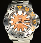 Seiko 5 Sports 'Monster' gentleman's diver's automatic wristwatch with day and date aperture,