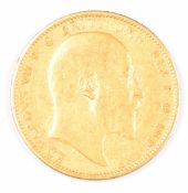 1904 Edward VII gold full sovereign with Melbourne mint mark