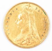 1887 Queen Victoria gold half sovereign with shield reverse