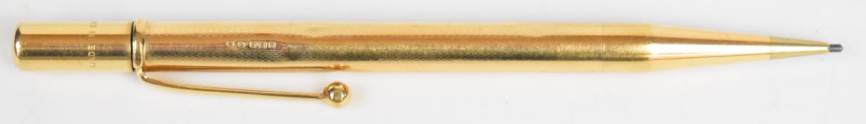 Yard-O-Led or similar hallmarked 9ct gold propelling pencil, London 1941, maker Johnson, Matthey &