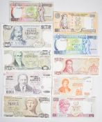 Ten Greece, Cyprus and Malta 1978-2003 banknotes including Greece 100, 500, 1000 and 5000