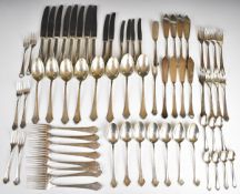 German 800 grade canteen of cutlery comprising eight each of table spoon, table fork, fish knife and
