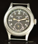 Longines British military issue 'Dirty Dozen' wristwatch with subsidiary seconds dial, luminous