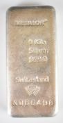 Metalor Switzerland 1 kilo 999.0 silver ingot or bar, serial number K086498
