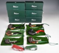 Six Peterson smoking pipes including St Patrick's Day 2022, 2023 Bard and Junior Rusticated,