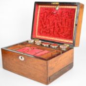 19th century mother of pearl inlaid rosewood dressing table/vanity box, width 30.5cm