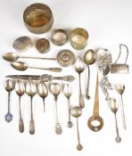 Silver and similar items to include trinket pots, letter opener, bottle ticket, Arts and Crafts