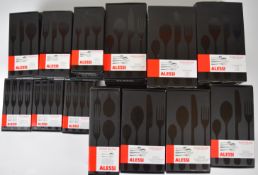 An extensive boxed and probably unused Alessi Nuovo Milano canteen of cutlery comprising 12 three