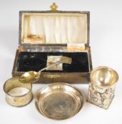 Henrik Møller Tondheim Norwegian silver egg cup, hallmarked silver pin dish, hallmarked silver spoon