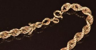A 9ct gold rope twist necklace, 13.8g, 55cm