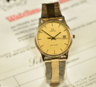 Omega 9ct gold gentleman's wristwatch ref. 196.775 with two-tone hands and baton hour markers,
