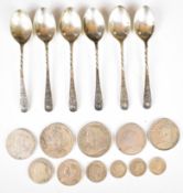 Set of Edward VII hallmarked silver coffee spoons, Sheffield 1902, maker John Batt & Co Ltd together