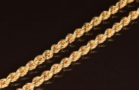 A 9ct gold rope twist necklace, 33.9g, 66cm