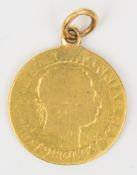 1820 George III gold full sovereign, with loop mount