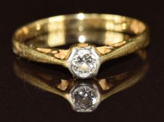 An 18ct gold ring set with a diamond of approximately 0.15ct, 1.8g, size N