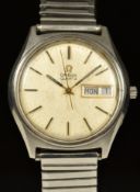 Omega gentleman's wristwatch ref. 196.0065 with day and date apertures, luminous hands, black