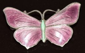 A silver brooch in the form of a butterfly set with enamel, 2.7g, 2.5 x 1.5cm