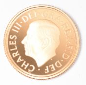 2022 Charles III Queen Elizabeth II memorial proof gold full sovereign, in original Royal Mint box