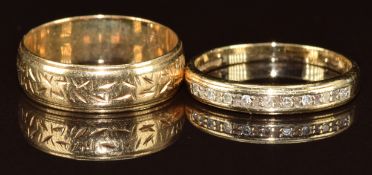 Two 9ct gold rings, one set with diamonds, 4.2g, size N & O