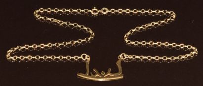 A 9ct gold necklace with Arabic name decoration, 5.9g, 40cm