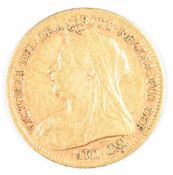 1900 Queen Victoria gold half sovereign