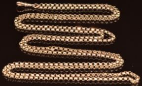 A c1900 9ct rose gold guard chain, 37.7g, 146cm