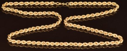 A 9ct gold rope twist necklace, 16.5g, 68cm
