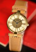 Must de Cartier ladies wristwatch with blued hands, gold hour markers, cream dial, silver gilt